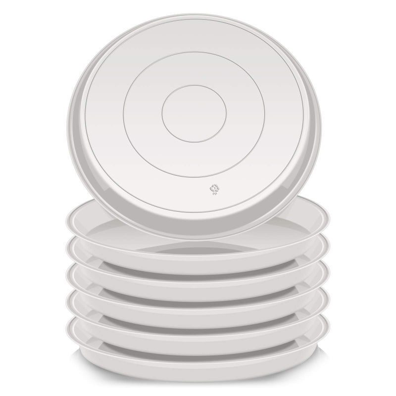 VUWEZ 6 Pack of Plant Saucer 8 Inch, 8 inch Plant Saucer Round, Plastic Flower Plant Trays for Pots, Plant Saucers for Indoors 8"", Plant Pot Saucers, Planter Tray for Planter 6-8"" (8"", White) - Image 1